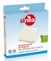 Compresse di Garza in cotone biologico - 10 pezzi     Sinea